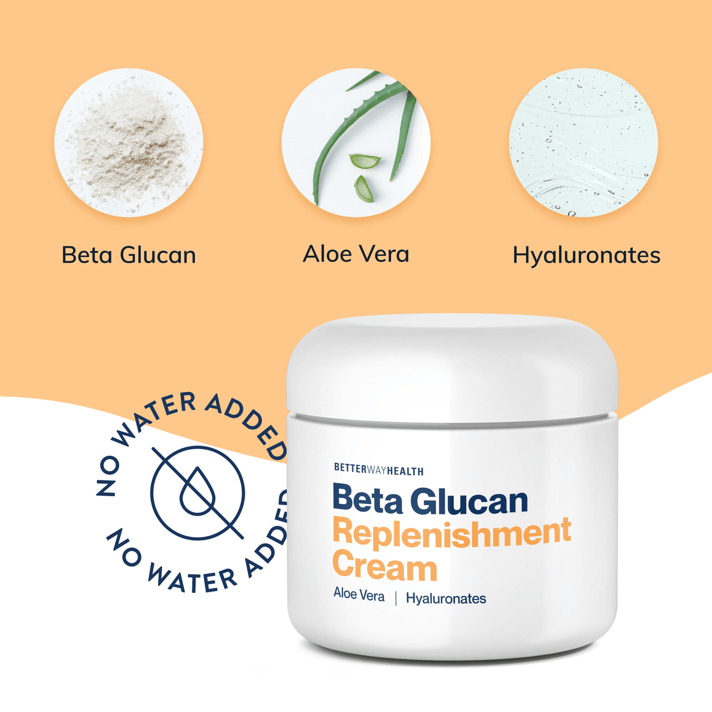 skin cream containing beta glucan, aloe vera and hyaluronates from better way health