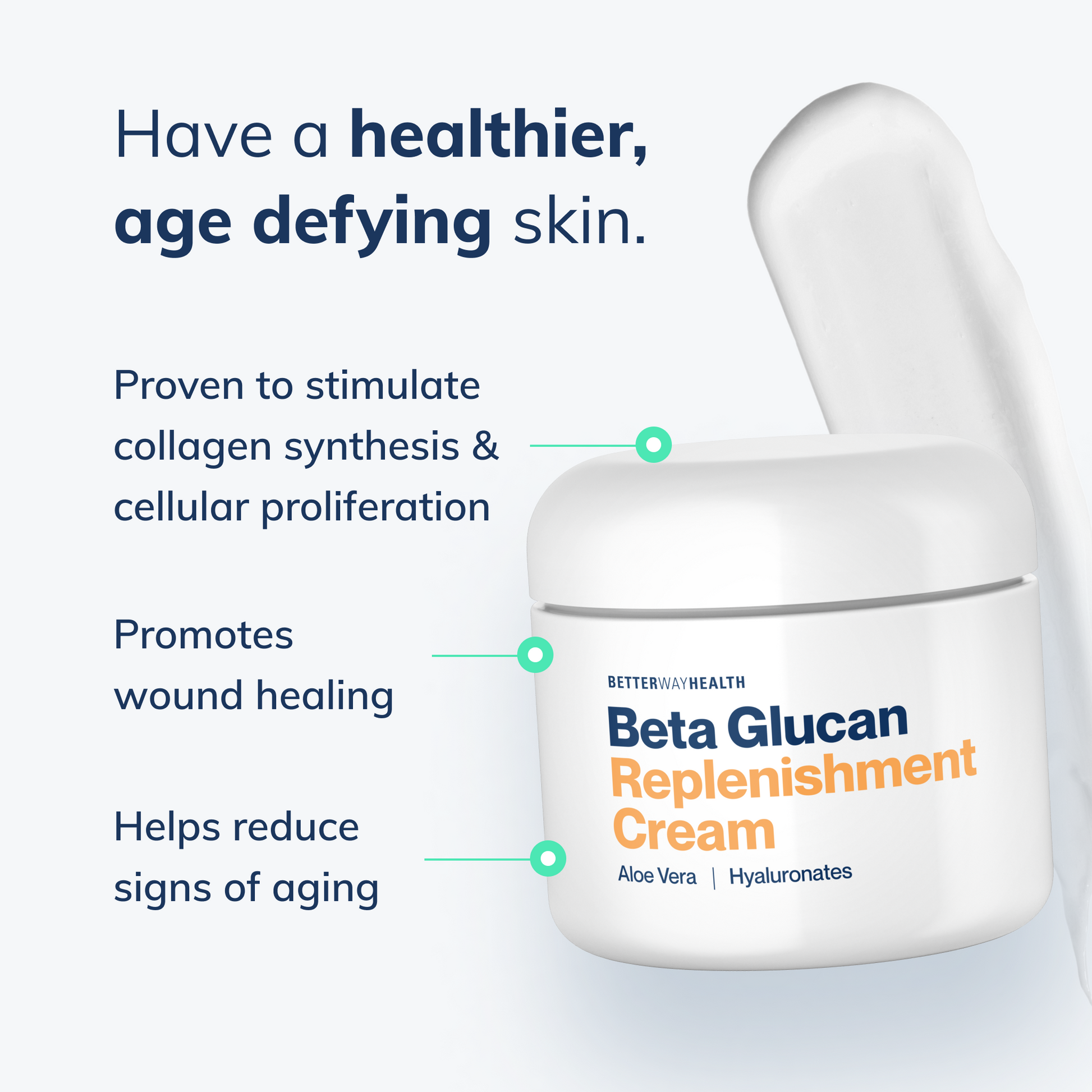 infographic of the benefits of beta glucan skin cream