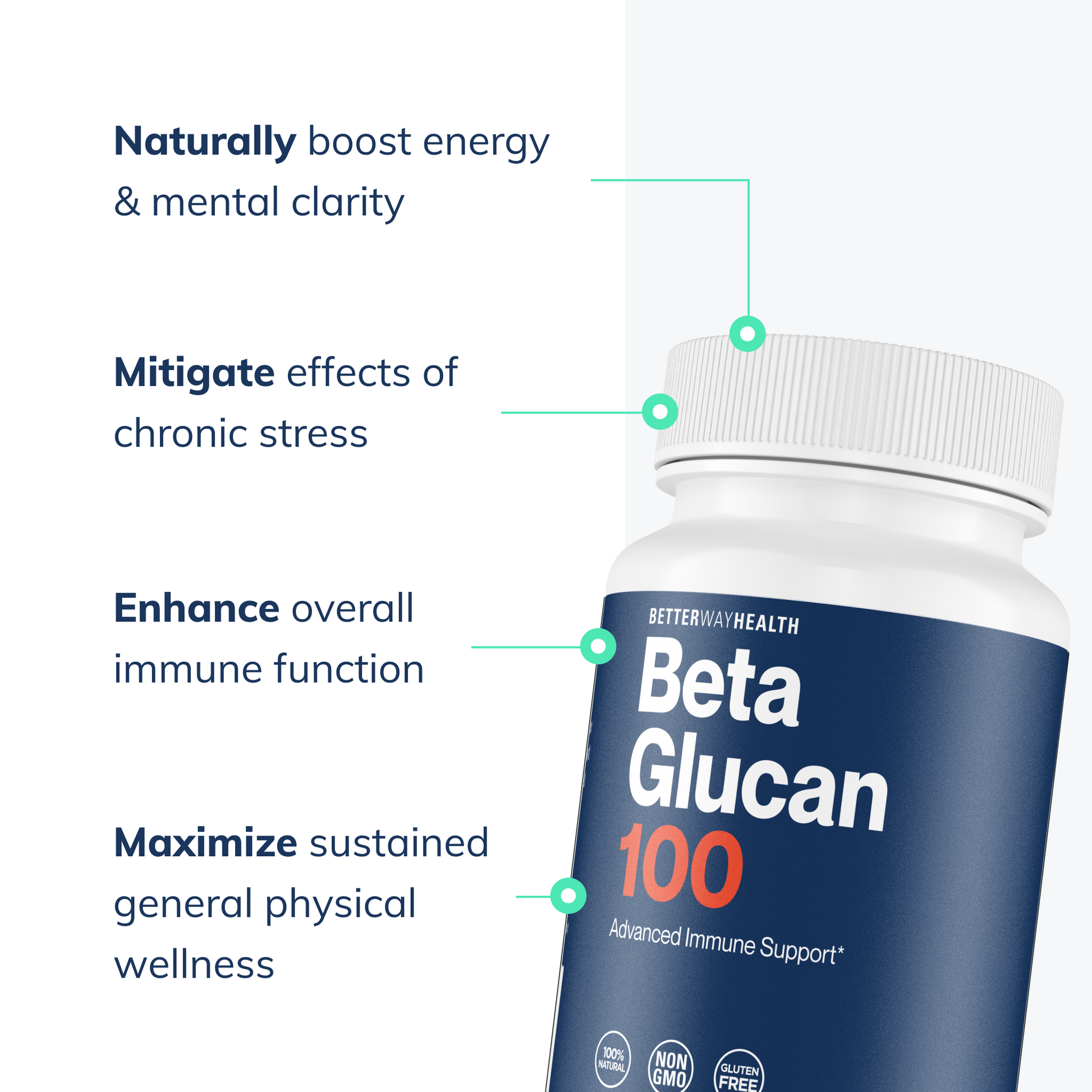 image showing naturally boosted energy, enhanced overall immune function and immunity strength provided by beta glucan supplements